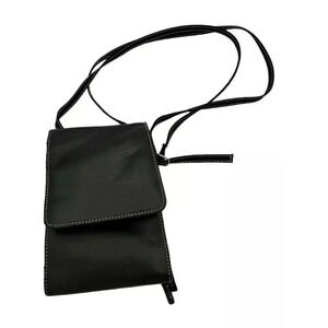 small Black Leather crossbody wallet purse
